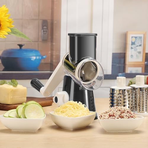 Cambom Rotary Cheese Grater Hand Crank Cheese Shredder, Black — view 6