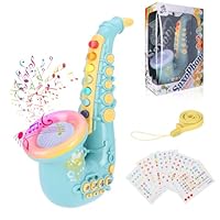 Coikes Toy Saxophone for Kids 8 Note Plastic with Music Portable Musical Instruments Toys Children Saxophone Early Educational Toy for Kids Baby Boys Girls (Blue)