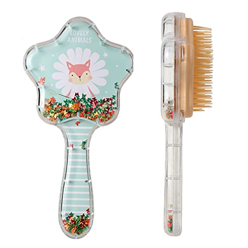 Zou.Rena Little Girls Hair Brush Easily Brushed Through Tangles-No Liquid,Glitter Confetti Combs Gifts Play for Kids Age 3-8 (Fox)