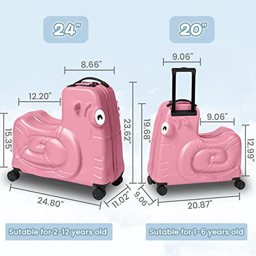 Sea Punk Kids Luggage, Kids Ride-On Luggage With Spinner Wheels Suitcase, Kid's Ride-On Suitcase Help Your Child Relax, Carry On Trolley Luggage With Password Lock, 20" #TOP1
