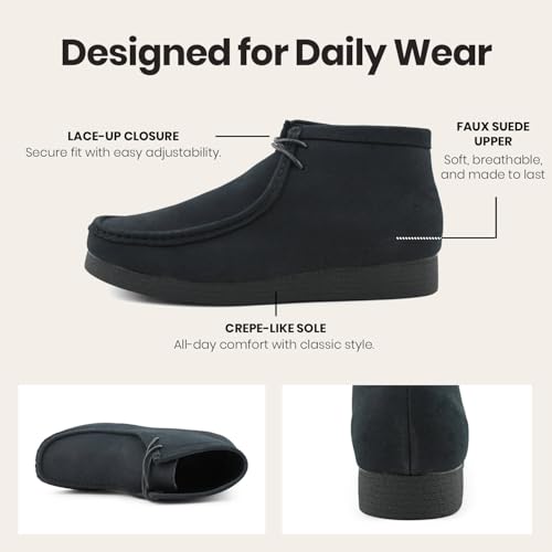 Image of Amali Casual Chukka Boots for Men, High-Top, Lace Up Suede Men's Shoes, Desert Boots with Crepe Rubber Sole