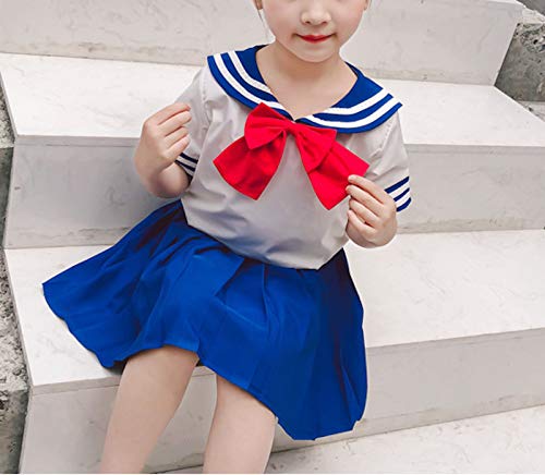 Elonglin 子供服女の子 キッズ服 Tシャツ スカート 上下セット 蝶結び セーラー服 美少女戦士 セーラームーン 制服 コスチューム Cosplay 入学式 誕生日祝い 記念撮影 卒業式 出産祝い 通園 发表会 ピアノ演奏会 フォーマル 服装服饰 儿童 婴儿 ガールズ 服