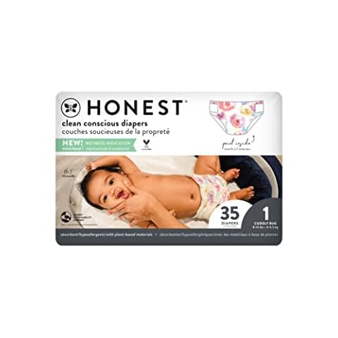 The Honest Company, Honest Diapers, Size 1, 8-14 Pounds, Rose Blossom, 35 Diapers Cover