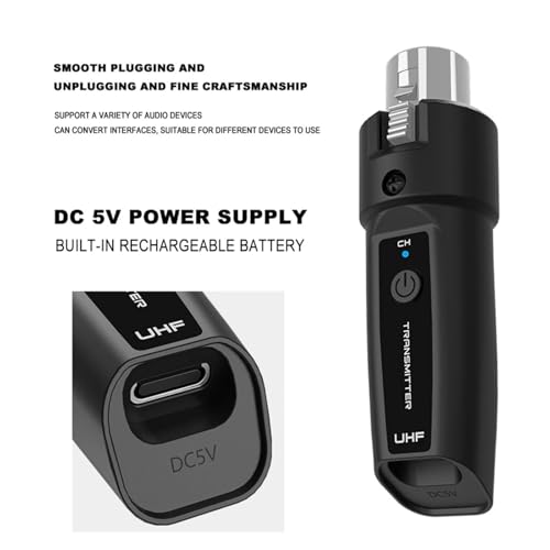 Convertidor Inalámbrico para Micrófono XLR, Transmisor y Receptor para Sistema Cableado a Inalámbrico, Compatible con Mezclador de Audio, Micrófono Dinámico y Guitarra Eléctrica (2 micrófonos) miniatura 3