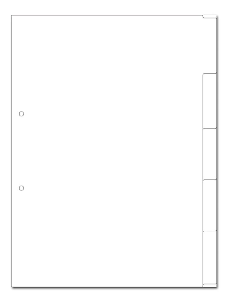Kartonregister A4 5-teilig blanko weiss 2-fach gelocht, 50er Pack