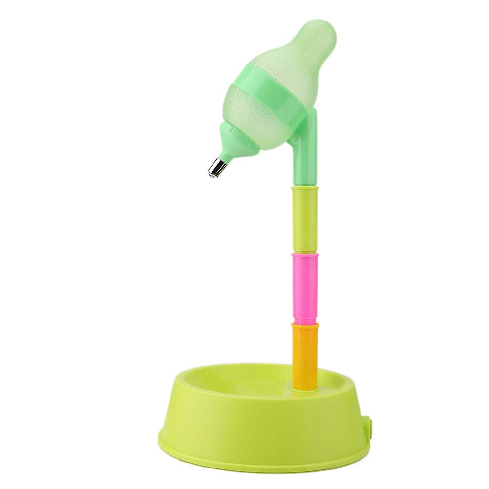 Dispenser di Acqua per Cani in plastica Portatile a Tenuta stagna, Ciotola per Acqua per Animali Domestici Regolabile in Altezza Gatti per Animali Domestici (Green Base)