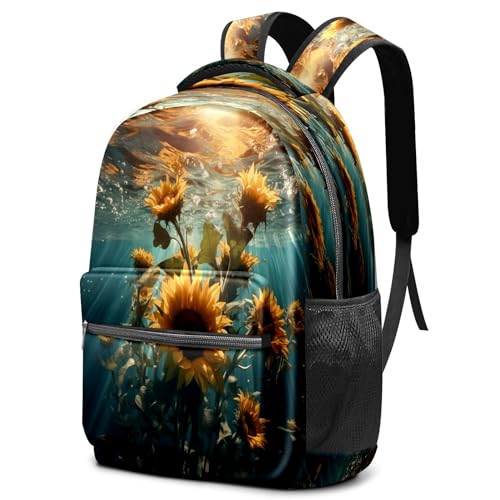 Laptop Backpacks 15.6 Inch College Backpack Travel Daypack Large Backpacks for Women Man, Sunflower Underwater (1)