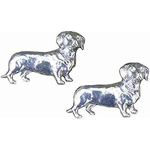 Gemelos de Peltre "Perro Salchicha", Hecho a Mano Cover