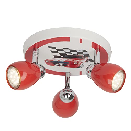 BRILLIANT lampe Racing LED Spot Rondell 3flg rouge/blanc-noir | 3x LED-PAR51, GU10, 3W lampes à...
