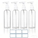 DTDNZKN 4 Pack 3.4 Oz (100ml) TSA Approved Travel Pump Bottles for Toiletries Clear Travel Size Bottles Leak Proof with Labels
