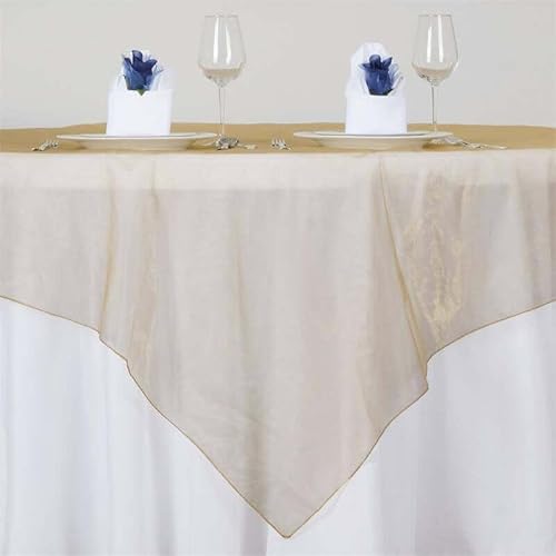 Efavormart Pack of 5 | Gold Organza Square Tablecloth Overlay 72x72 Square Tablecloth Cover for Wedding Party Event Banquet