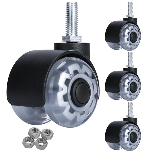 2” Office Chair Caster with M10 x 25 Threaded Stem Heavy-Duty Smooth Rolling Safe for All Floors Silent and Durable Replacement for Home and Office Chairs