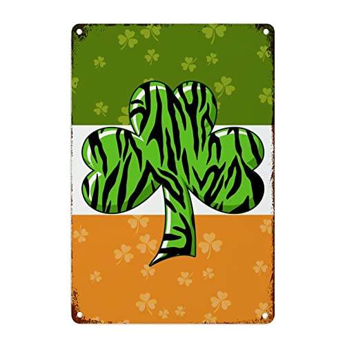 Plaque en métal motif trèfles vert décoration murale vintage Happy St Patrick 45 cm