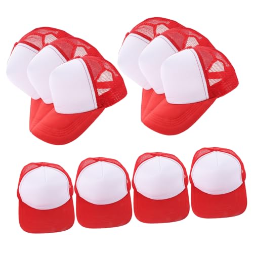 10 Gorras de Béisbol de Malla Rojas para Sublimación DIY en Poliéster
