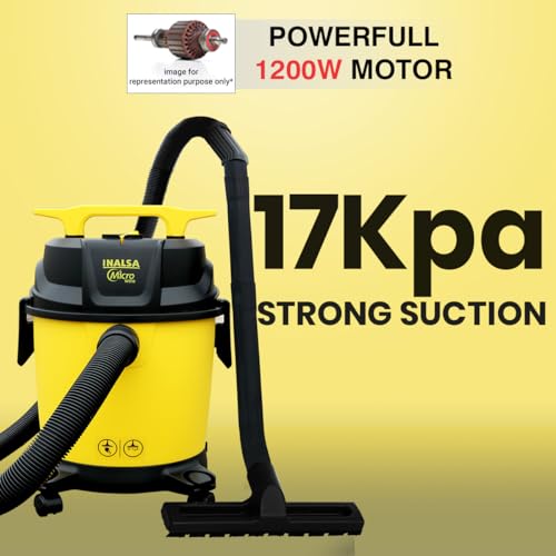 INALSA Wet and Dry Vacuum Cleaner for Home,10 LTR Capacity,1200 W, 17 kPa Suction, Blower Function, Wet Vacuum Cleaner for Sofa, House Cleaning Machine,Vaccine Cleaner for Home (Micro WD10) view 2