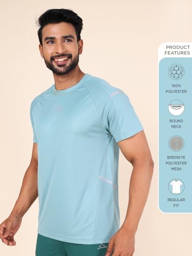 Image of Rupa Colors Mens PLAYSURE Dry FIT Raglan Sleeve Round Neck Activewear T-Shirt | 100% Polyester Fabric | Reflective Logo | Regular Fit