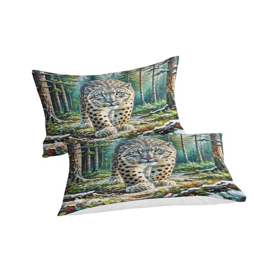 Housse couette léopard de neige douce sans plis avec zip
