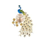FMTAD Large Peacock Wall Clock for Living Room Decor,Mid Century Decorative Big Wall Clocks Non-Ticking Silent Luxury Peacock Clock for Dining Room Bedroom