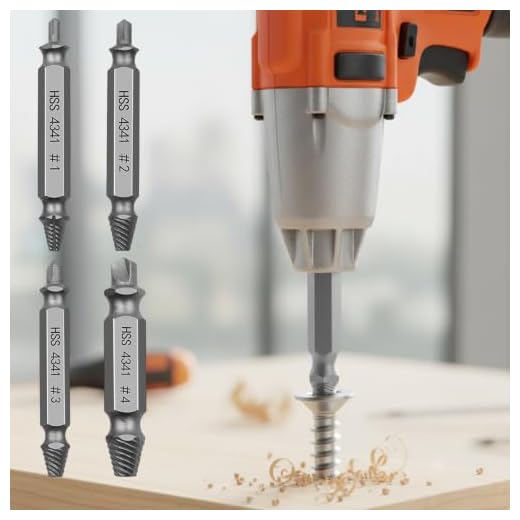 4 Piece Damaged Screw Extractor Set Screw Extractor Kit For Stripped Screws Broken Screws Rounded Bolts Hex Shank Extractor