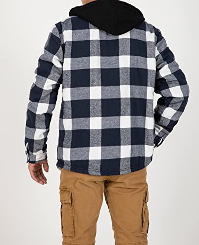 Image of ZENTHACE Mens Sherpa Lined Flannel Shirt Jacket with Hood,Full Zip