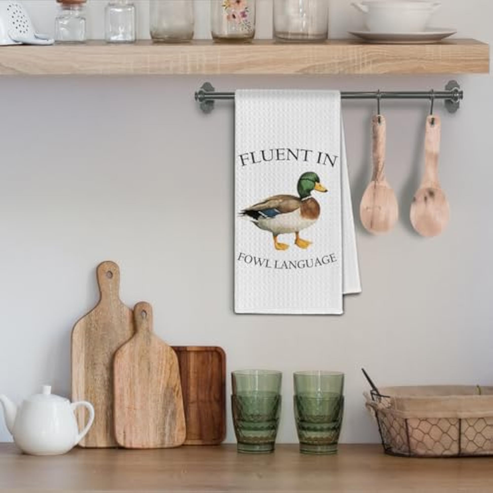 Fluent in Fowl Language Duck Kitchen Towels, Farm Animal Decor