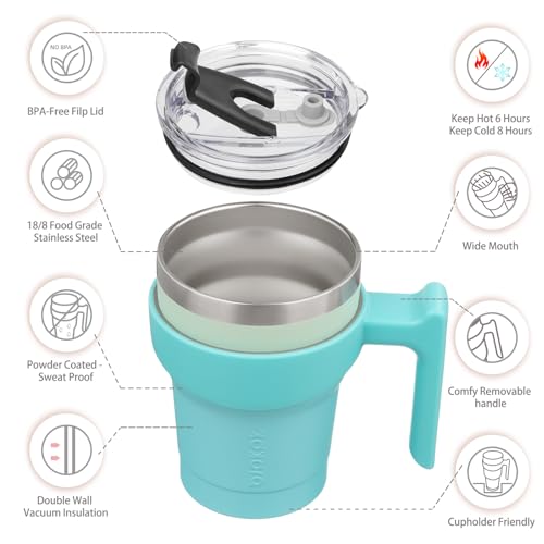 Image of BJPKPK 10 oz Mini Tumbler with Lid, Straw & Handle, Insulated Steel Cup