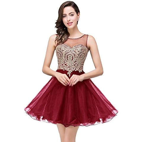 MisShow Junior's Homecoming Cocktail Dresses Crystals Backless 2024 New Year Short Prom Gowns Burgundy S Cover