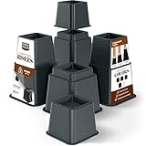 Utopia Bedding 8 Piece Premium Adjustable Furniture Risers (4 High and 4 Short) - Heavy Duty Riser with Strong Space Saving for Beds, Tables, Chairs or Sofas (3, 5 or 8.6 Inch) (Grey)