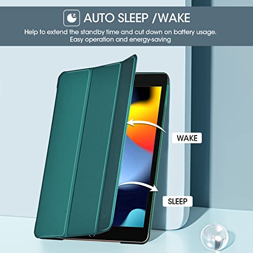 Image of ProCase for iPad 9th / 8th / 7th Generation Case 10.2 Inch (2021 /2020 /2019 Release), 10.2 iPad Case 9th / 8th / 7th Gen Cover, Slim Smart Cover with Translucent Hard Shell Back -Emerald
