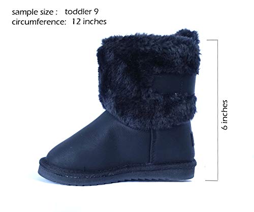 Image of REDVOLUTION Kids Boots Toddler Girls Cute 2 Buttons || Rhinestone Faux Fur Suede Knitting Shoe