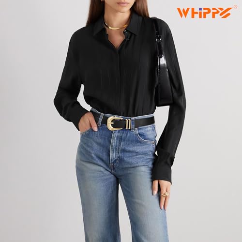 WHIPPY Women Leather Belt for Jeans Pants Fashion Ladies Faux Leather Belt with Gold Buckle2