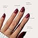 Glamnetic Press On Nails - Berry Maroon | Opaque Dark Red Maroon Short Round Fake Nails, Salon Quality | 12 Sizes - 30 Nail Kit