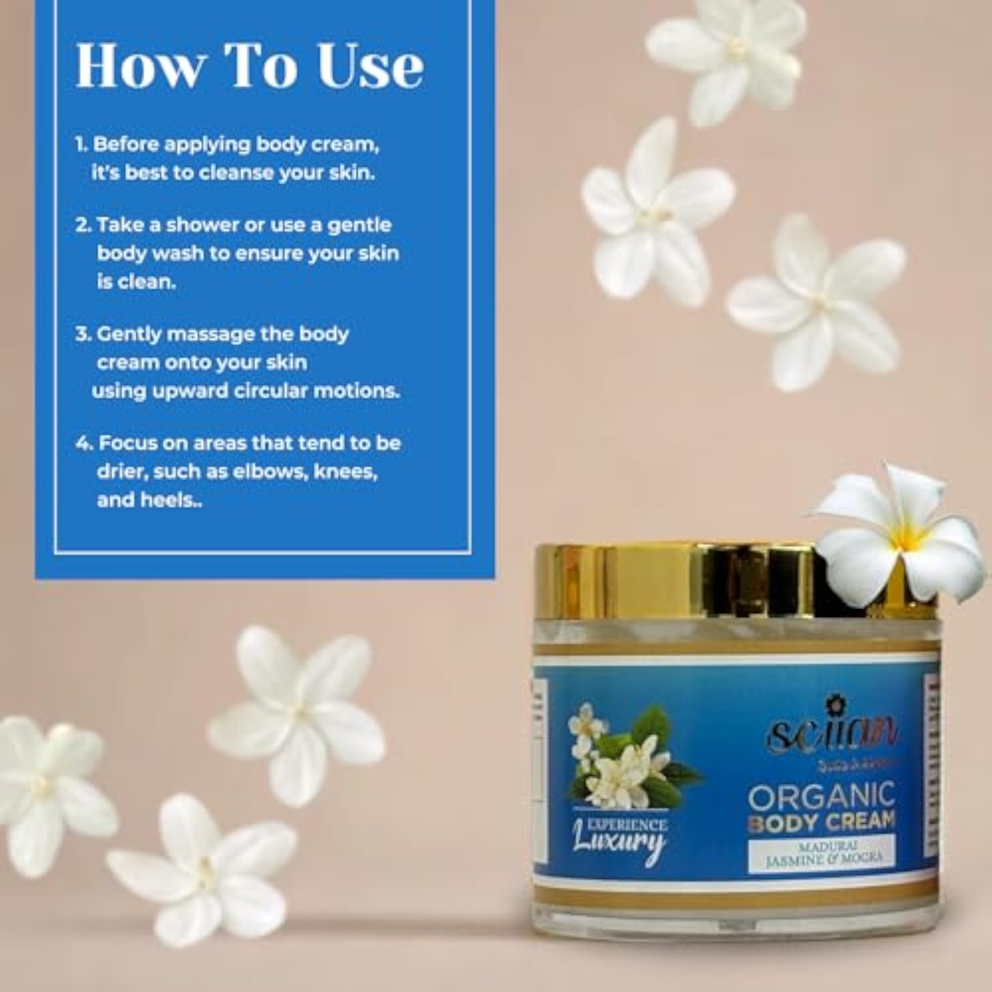 Madurai Jasmine & Mogra Body Cream for Women, Deep Moisturizing