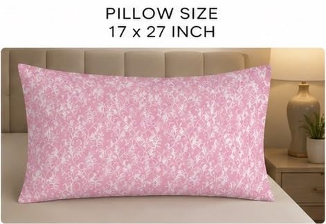 Image of Luxury Glace Cotton King Size Bedsheet with 2 Pillow Covers (108 x 108 Inch) | Soft & Breathable Fabric | Elegant Print Bed Sheet 3 Pc Bedding Set for Bedroom - Pink White Bail