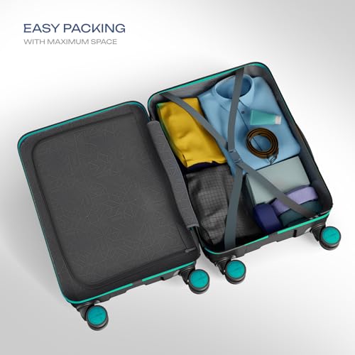 Safari Medium Thorium Neo 8 Wheels 55 and 66 Cm Small and Trolley Bags Hard Case Polycarbonate 360 Degree Wheeling System Luggage, Trolley Bags for Travel Set of 2, Suitcase for Travel, Black