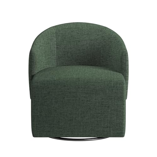 Image of BELLEZE Swivel Accent Chair, Modern Upholstered Swivel Armchair 360 Degree Barrel Chair Comfy Corner Chair for Living Room Bedroom - Malta (Green)