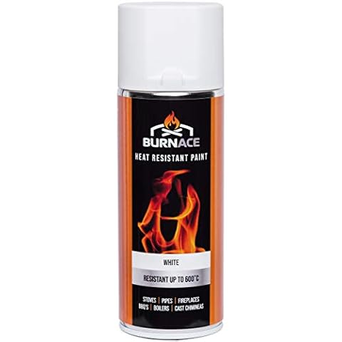 BURNACE Heat Resistant Stove Paint, BBQ's Chimenea's - White - 400ml Cover