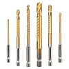 6 Pack Titanium Coated HSS Twist Drill Bit, 3-8mm Hex Shank Serrated Cutting Drill Bit Woodworking Tools for Wood Metal Plastic Hole
