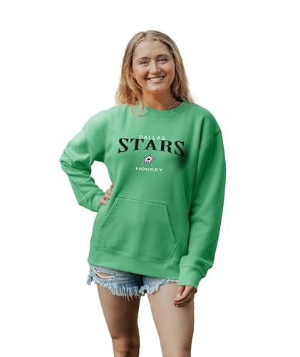 Blue 84 Womens Standard NHL Officially Licensed Pocket Crewneck Sweatshirt Embroidery Team Color