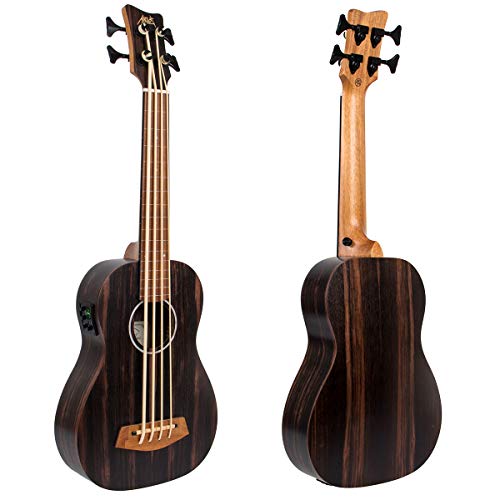 Aklot Electric Acoustic Bass Ukulele 30 inch African Blackwood Professional Aquila EADG with Gig Bag Strap for Beginner and Advanced