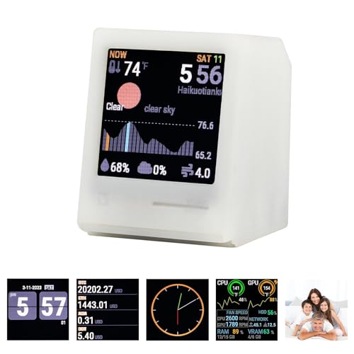 WiFi Clock for Desk Decor, Digital Clock DIY Programming, Futuristic Clock with Weather Forecast, Currency Price and More -?White Macintosh Style?