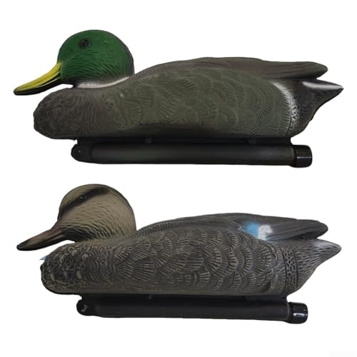 Rehoetom 2 pezzi realistici galleggianti anatra esca esca per giardino stagno, statue di germano reale selvatico PE, decorazione esterna cortile e caccia accessorio