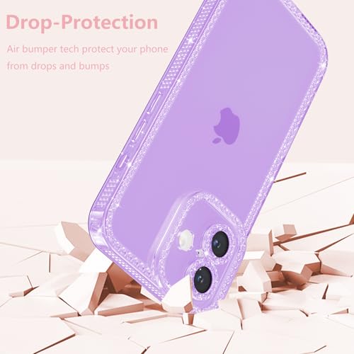 Coque iPhone 16 violette paillettes protection silicone TPU souple