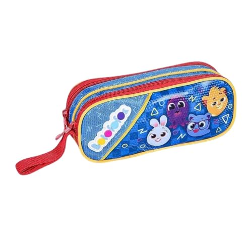 Estojo de Tecido, Bolofofos, 2 Zíperes, Azul e Vermelho - Clio
