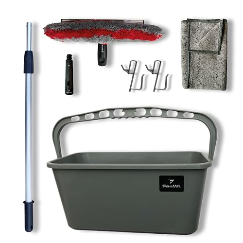 FenWi 1,25m Profi Komplett Set zur Glasreinigung mit 25/30cm Kombi...