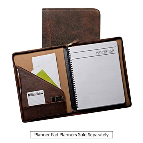 Planner Pad Spiral Bound Executive Size Cover, Fits 8 1/2 X 11” Size Paper Pages,Brown Vintage Leather #TOP4