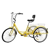 3 Wheel Bikes:Tricycle has a large rear basket, which is convenient for shopping and loading enough things. for leisure, shopping, exercise or any time/place you want. 3 Wheel Bikes:High - carbon steel load - bearing frame,the frame has a larger curv...