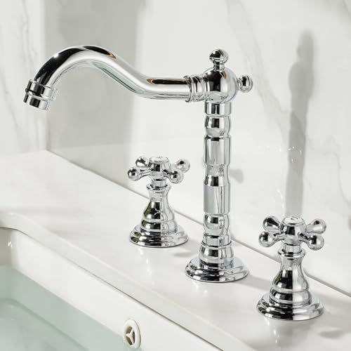 Robinet vasque 3 trous rétro en laiton doré double commande pour votre routine matinale