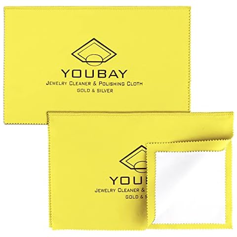 YouBay Pro Size Jewelry Cleaning Cloth & Silver Polishing Cloth, 11'' x 14'' Jewelry Polishing Cloth for Sterling Silver | Gold | Brass | Platinum, Has Both Cleaning and Polishing Cloth (Yellow 2pack) Cover