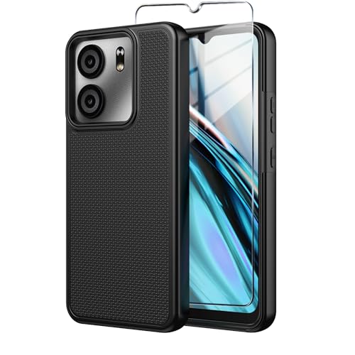 Mocotto for BLU View 5 Phone Case with Tempered Glass Screen Protector Dual Layer Heavy Duty Shockproof Protection Phone Case Cover for BLU View 5 (Black)